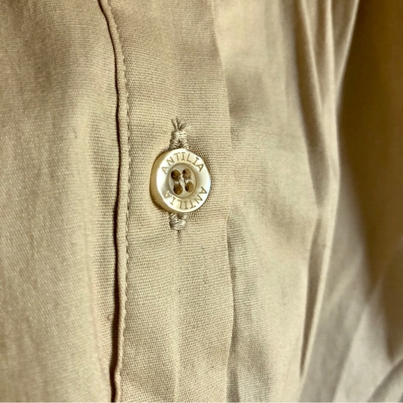 Vintage Y2K Antilia Femme Khaki Button Down Blouse - Picture 3 of 11